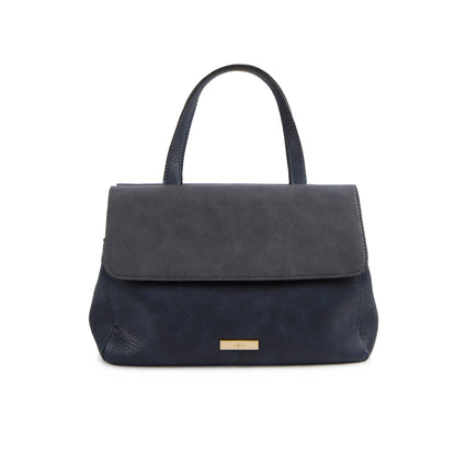 La Mode Dual-Flap Satchel - Navy/Grey