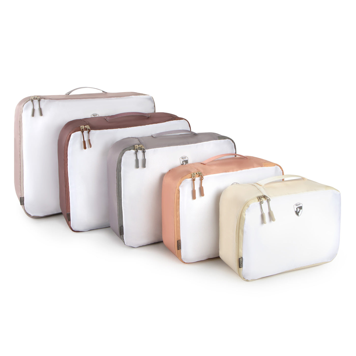 Set of 3 Packing Cubes - Green, White and Black Stripe