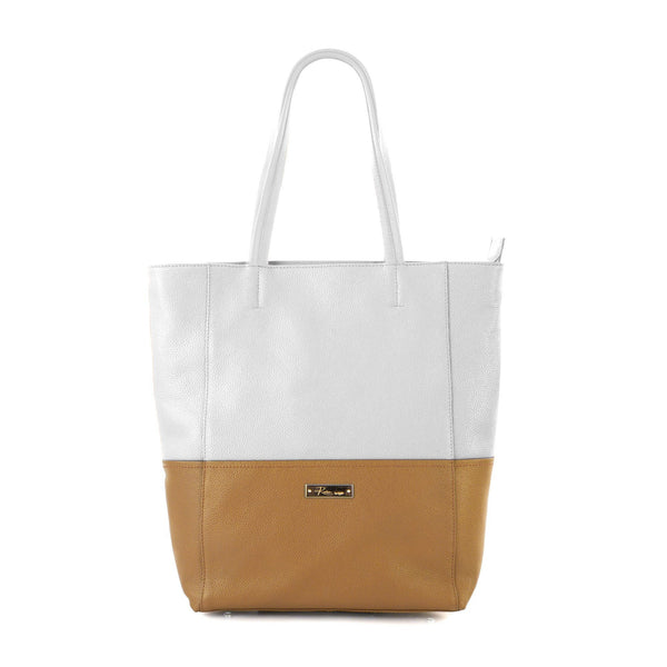 Saint-Tropez Colour Blocked Tote - White/Camel