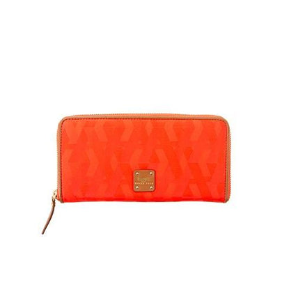 Signature Jacquard Nylon Zippered Wallet - Orange