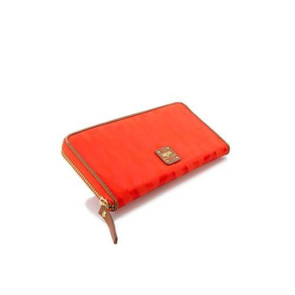 Signature Jacquard Nylon Zippered Wallet - Orange