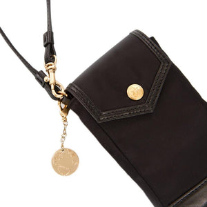 Pochette pour téléphone en nylon uni Signature – Noir