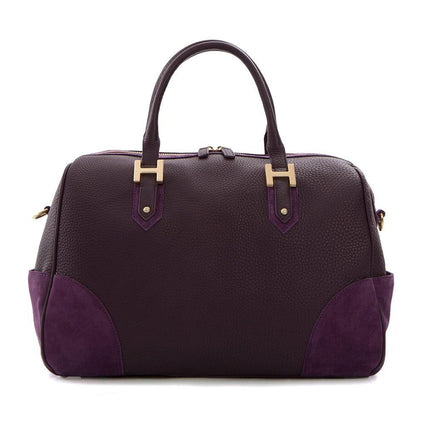 Soho Classic Leather/Suede Large Satchel - Purple