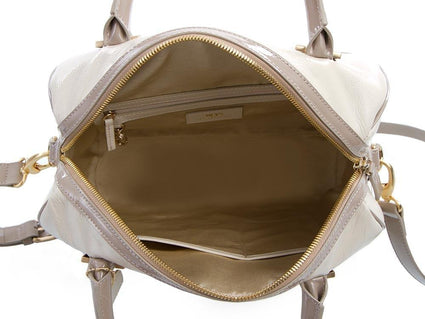 Soho Classic Two-Tone Large Satchel - Bone/Taupe