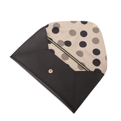 Soho Leather/Suede Oversized Envelope Clutch - Black