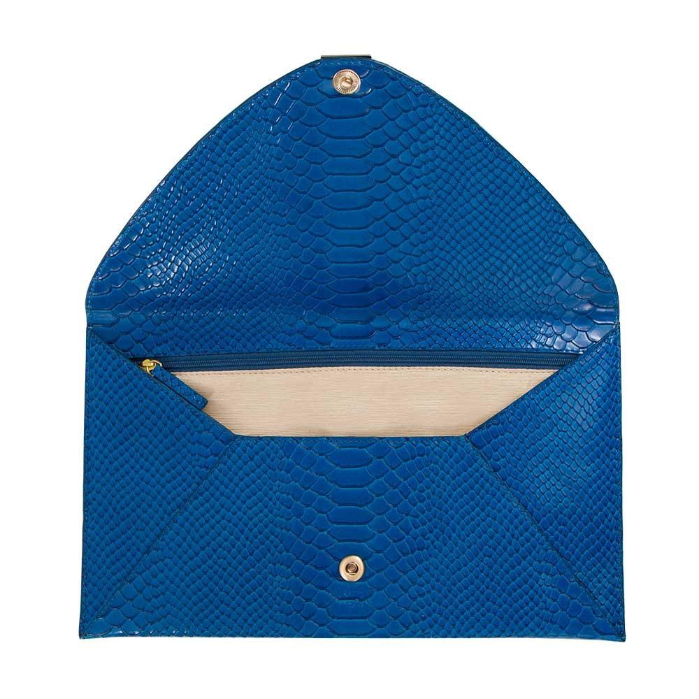 Soho Snake Oversized Envelope Clutch - Blue Snake