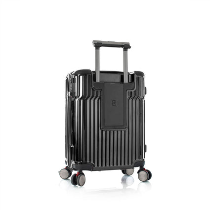 Tekno Black 21" Carry On Luggage back qrt | Tech Traveler Luggage