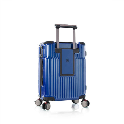 Tekno Blue 21" Carry On Luggage back qrt | Tech Traveler Luggage