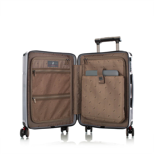 Tekno Silver 21" Carry On Luggage open | Tech Traveler Luggage