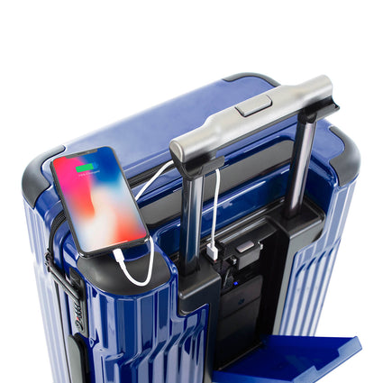 Tekno Blue 21" Carry On Luggage charger | Tech Traveler Luggage