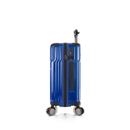Tekno Blue 21" Carry On Luggage Side | Tech Traveler Luggage