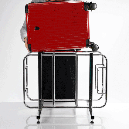 Tekno Red 21" Carry-On Luggage putting in cage | Tech Luggage