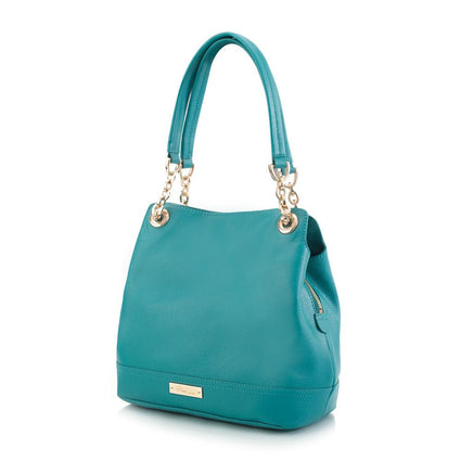 Maui Bay Shoulder Bag w. Partial Chain Handle - Turquoise