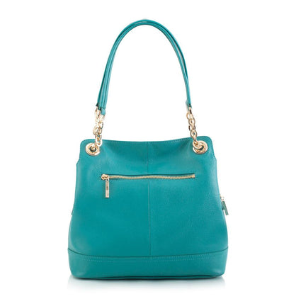 Maui Bay Shoulder Bag w. Partial Chain Handle - Turquoise