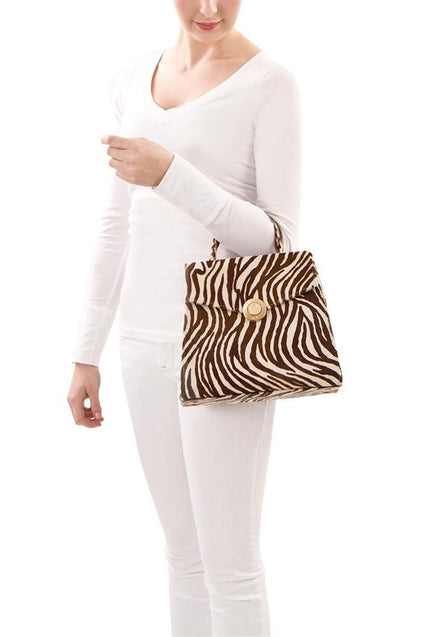 Yorkville Zebra Small Arm Bag - White/Brown Zebra